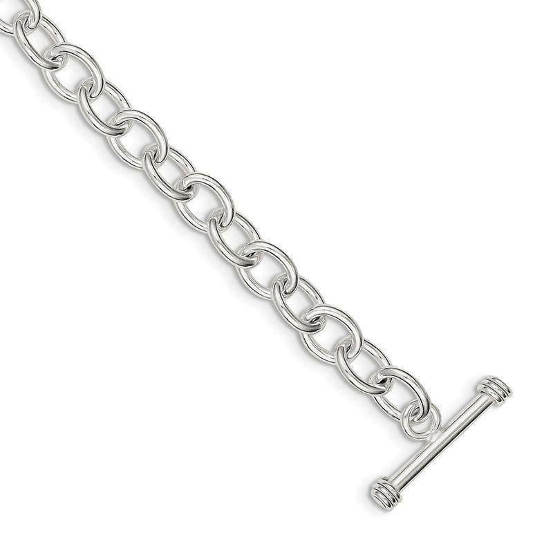 Sterling Silver 7.75inch Polished Fancy Link Toggle Bracelet | Weight: 16.9 grams, Length: 7.75mm, Width: 0mm - Seattle Gold Grillz