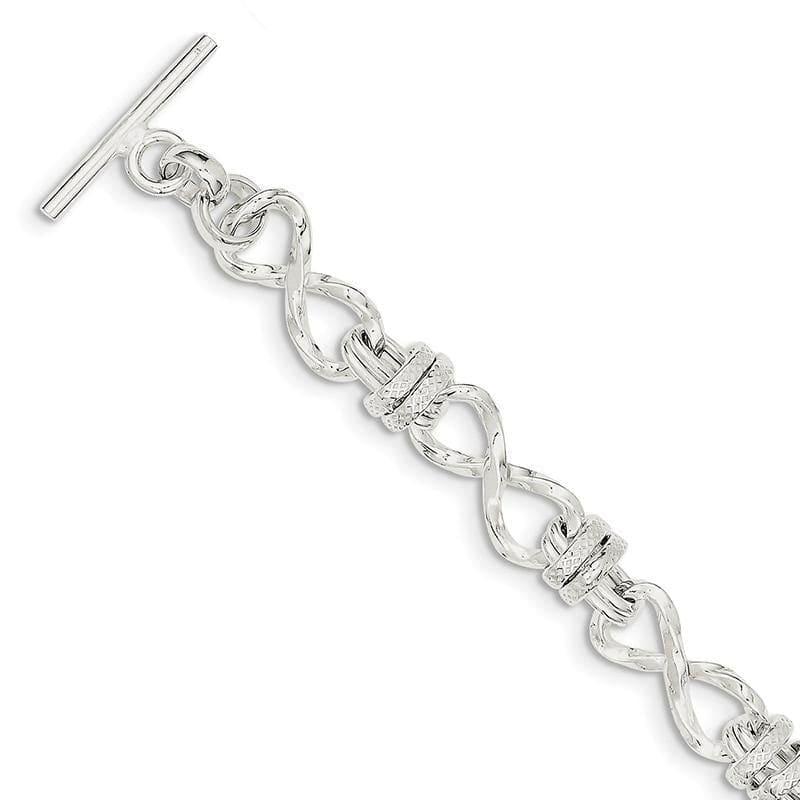 Sterling Silver 7.75inch Polished Fancy Link Toggle Bracelet | Weight: 18.51 grams, Length: 7.75mm, Width: mm - Seattle Gold Grillz