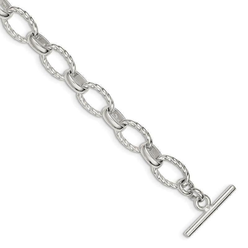 Sterling Silver 7.75inch Polished Fancy Link Toggle Bracelet | Weight: 18.63 grams, Length: 7.75mm, Width: mm - Seattle Gold Grillz