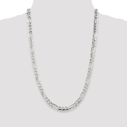 Sterling Silver 7mm Pave Flat Figaro Chain - Seattle Gold Grillz
