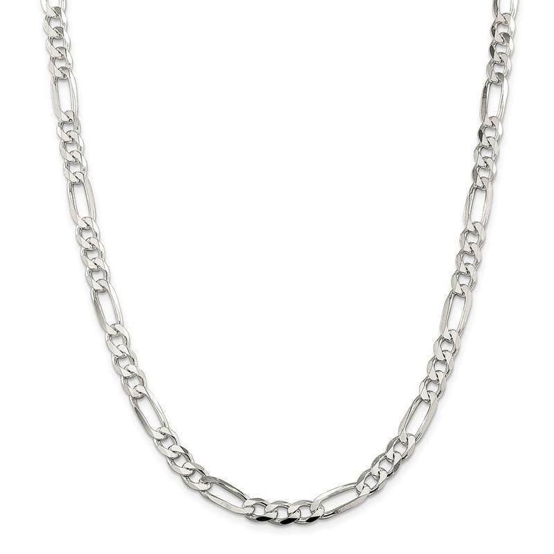 Sterling Silver 7mm Pave Flat Figaro Chain - Seattle Gold Grillz