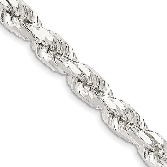 Sterling Silver 8.00mm Diamond-cut Rope Chain - Seattle Gold Grillz