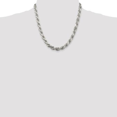 Sterling Silver 8.00mm Diamond-cut Rope Chain - Seattle Gold Grillz