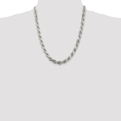 Sterling Silver 8.00mm Diamond-cut Rope Chain - Seattle Gold Grillz