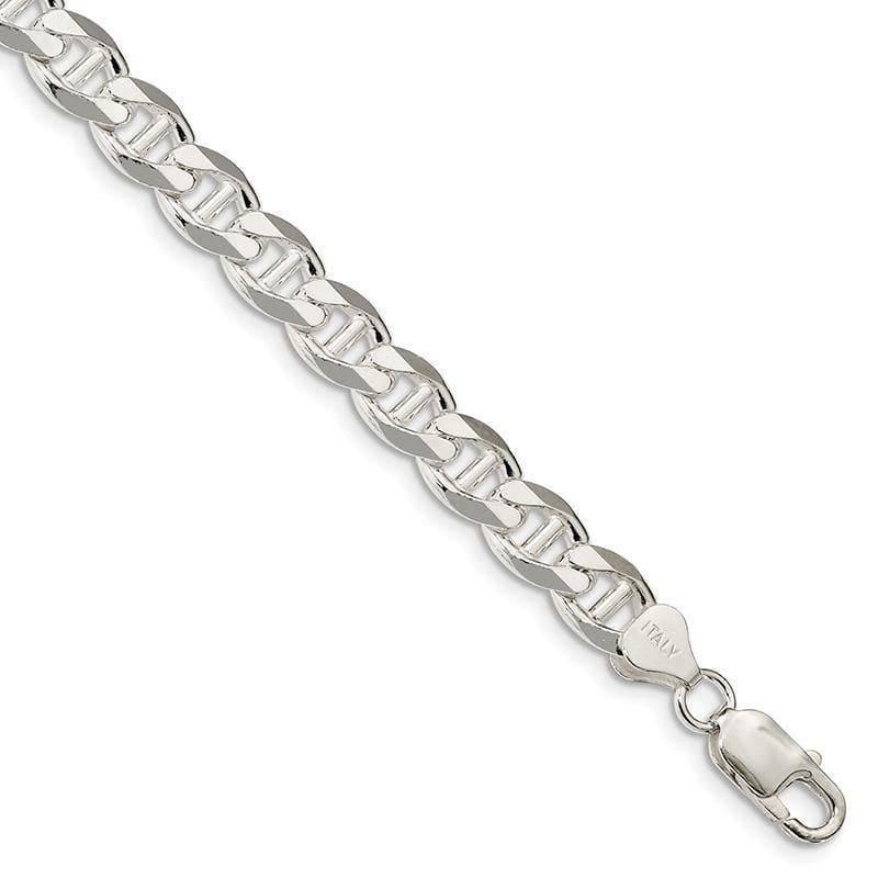 Sterling Silver 8.25mm Flat Anchor Bracelet - Seattle Gold Grillz