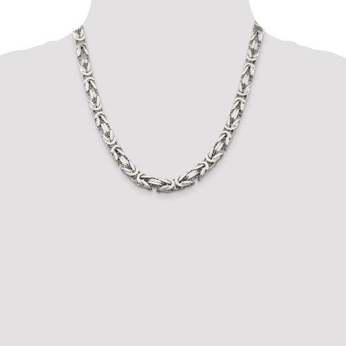 Sterling Silver 8.25mm Square Byzantine Chain - Seattle Gold Grillz