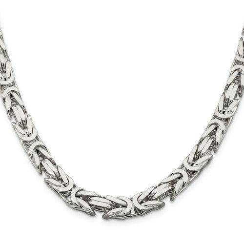 Sterling Silver 8.25mm Square Byzantine Chain - Seattle Gold Grillz