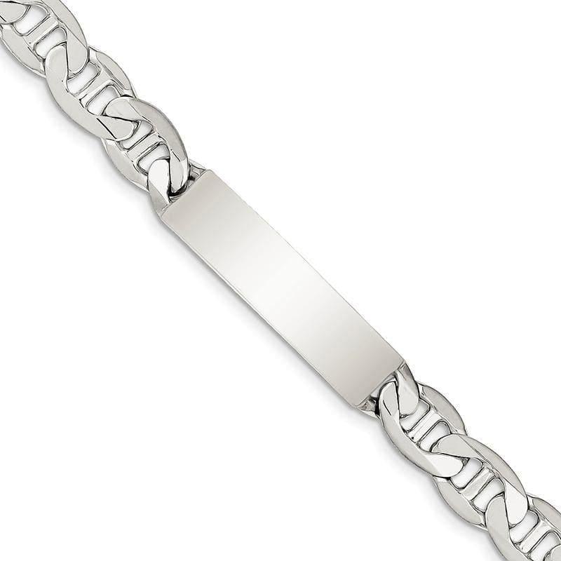 Sterling Silver 8.5inch Polished Engraveable Anchor Link ID Bracelet | Weight: 30.46 grams, Length: 8.5mm, Width: 10mm - Seattle Gold Grillz