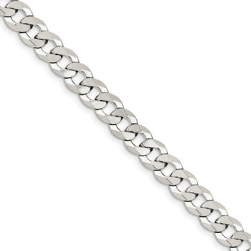 Sterling Silver 8.5mm Close Link Flat Curb Bracelet - Seattle Gold Grillz
