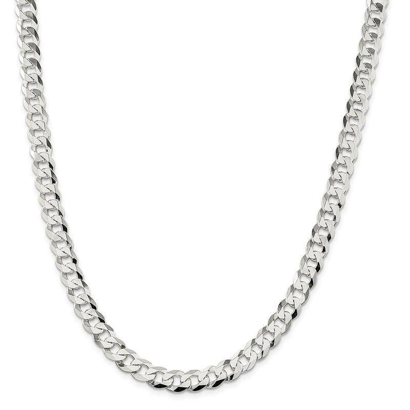 Sterling Silver 8.5mm Close Link Flat Curb Chain - Seattle Gold Grillz