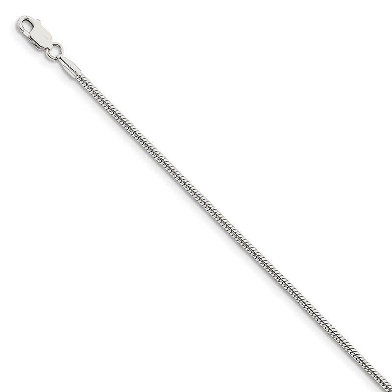 Sterling Silver 8 Inch 1.75mm Round Snake Bracelet - Seattle Gold Grillz