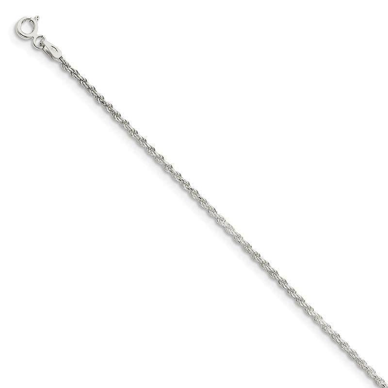 Sterling Silver 8 Inch 1.7mm Diamond-cut Rope Bracelet - Seattle Gold Grillz