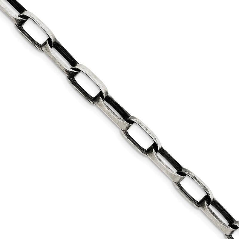 Sterling Silver 8mm Antiqued Oval Link Bracelet | Weight: 18.09 grams, Length: 8.5mm, Width: 8mm - Seattle Gold Grillz