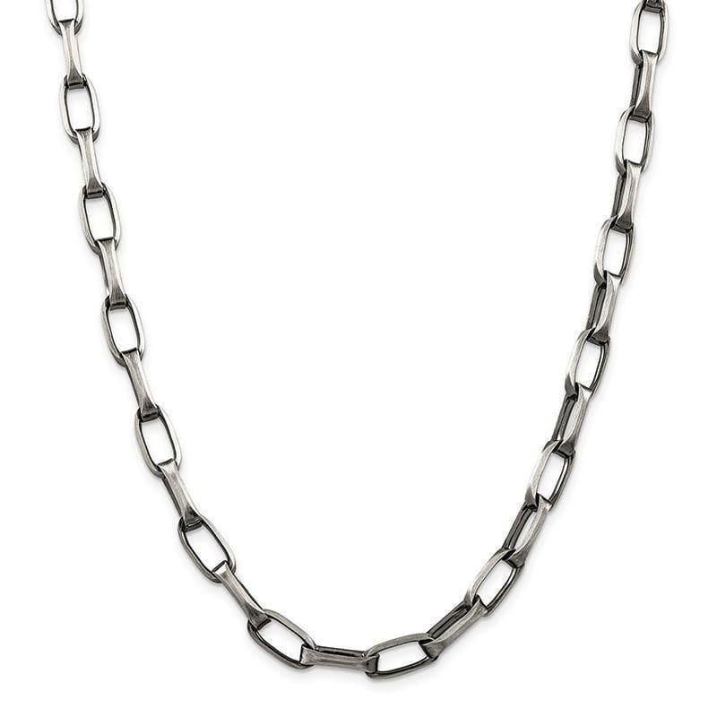 Sterling Silver 8mm Antiqued Oval Link Necklace - Seattle Gold Grillz