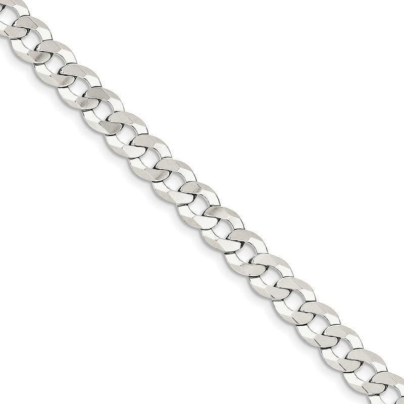 Sterling Silver 8mm Close Link Flat Curb Bracelet - Seattle Gold Grillz
