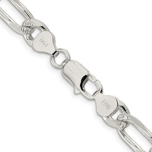 Sterling Silver 8mm Pave Flat Figaro Chain - Seattle Gold Grillz