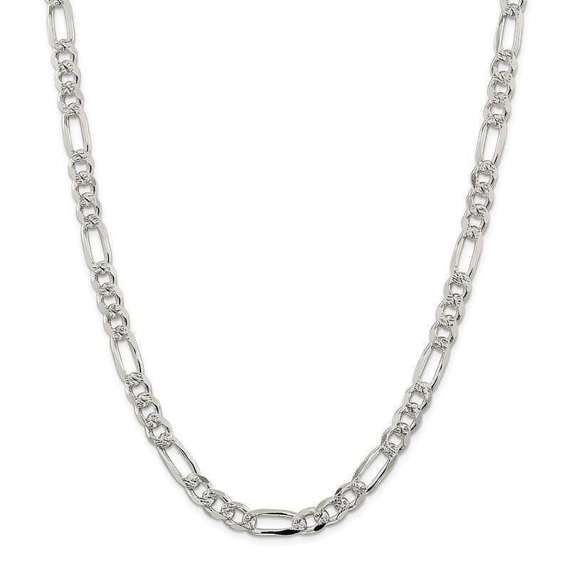 Sterling Silver 8mm Pave Flat Figaro Chain - Seattle Gold Grillz