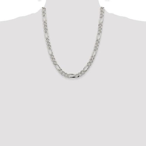 Sterling Silver 8mm Pave Flat Figaro Chain - Seattle Gold Grillz