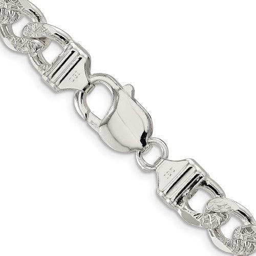 Sterling Silver 9.5mm Pave Flat Figaro Chain - Seattle Gold Grillz