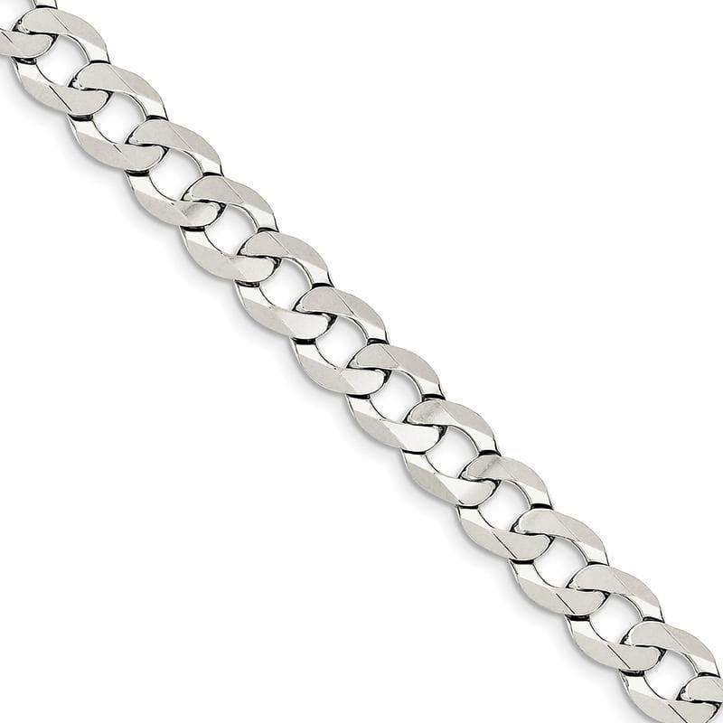 Sterling Silver 9.75mm Close Link Flat Curb Bracelet - Seattle Gold Grillz