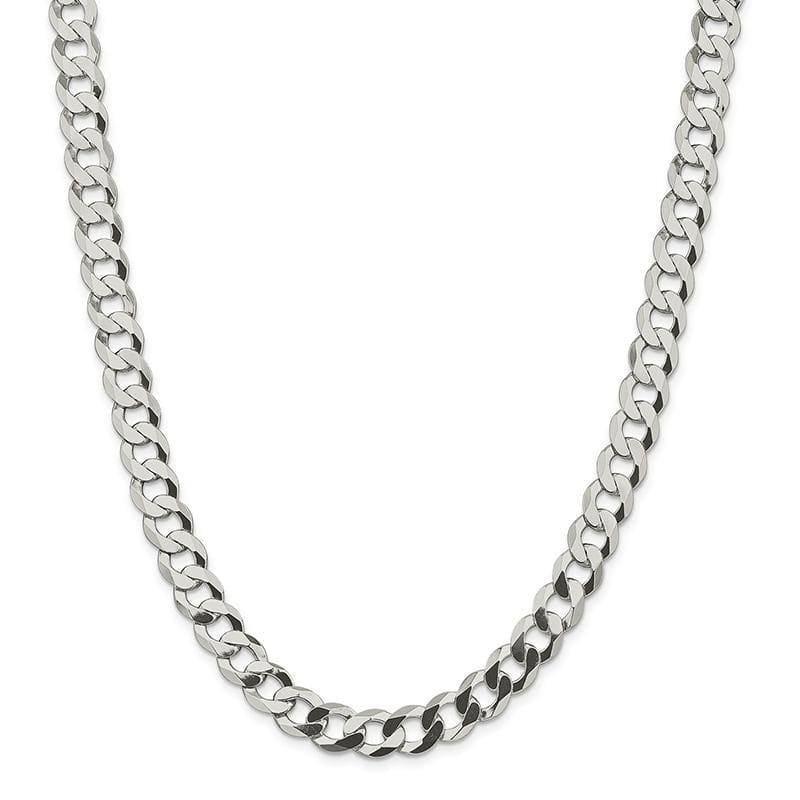 Sterling Silver 9.75mm Close Link Flat Curb Chain - Seattle Gold Grillz