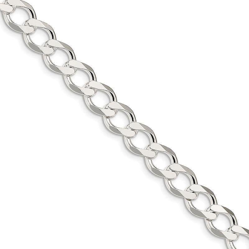 Sterling Silver 9.8mm Polished Flat Curb Bracelet - Seattle Gold Grillz