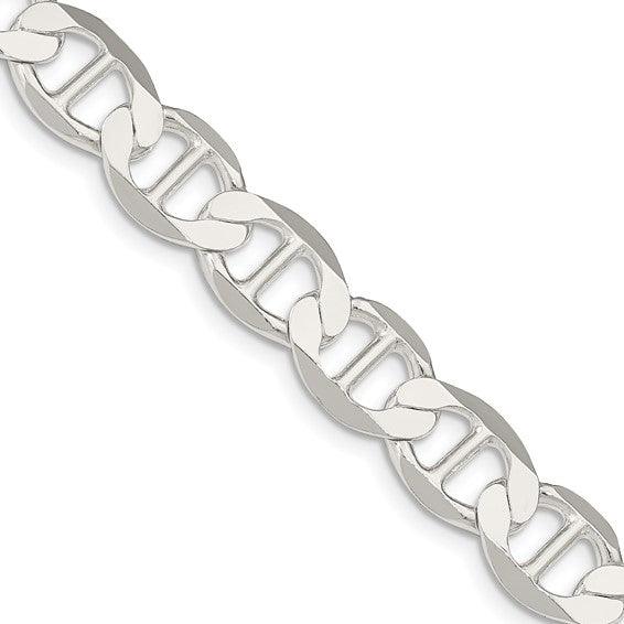 Sterling Silver 9.95mm Semi-Solid Flat Anchor Chain - Seattle Gold Grillz
