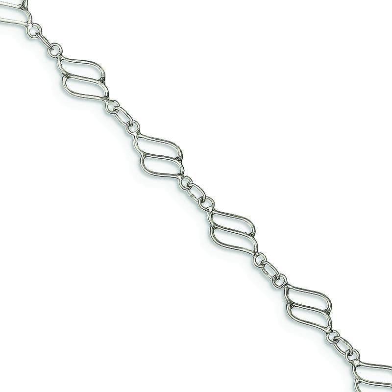 Sterling Silver 9inch Fancy Polished Anklet | Weight: 3.24 grams, Length: 9mm, Width: mm - Seattle Gold Grillz