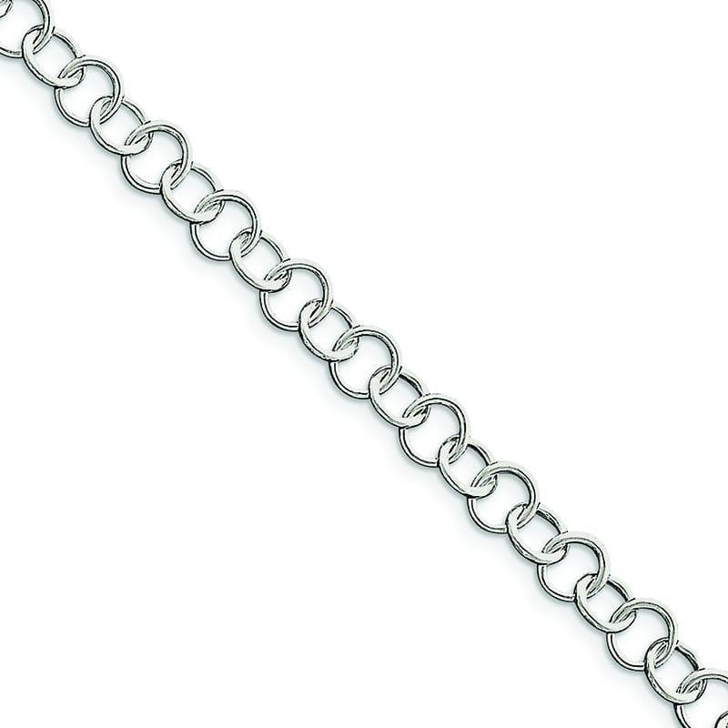 Sterling Silver 9inch Polished Fancy Link Anklet | Weight: 9.32 grams, Length: 9mm, Width: mm - Seattle Gold Grillz