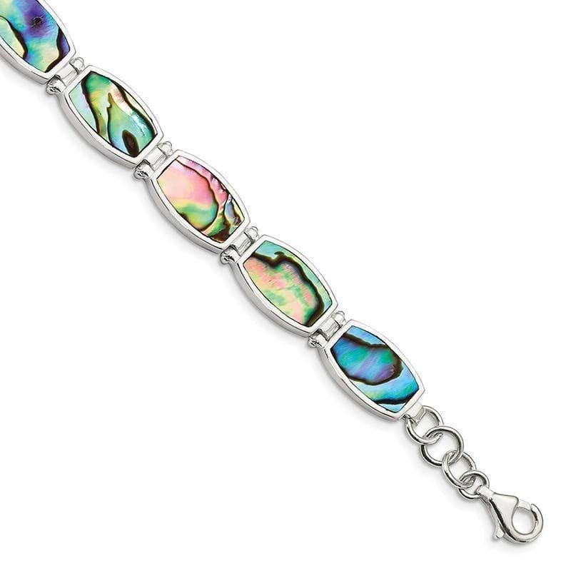 Sterling Silver Abalone Bracelet | Weight: 16.29 grams, Length: 7.25mm, Width: mm - Seattle Gold Grillz