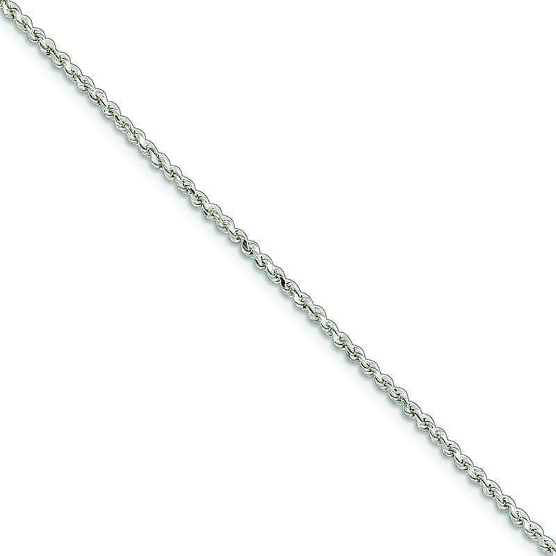Sterling Silver Adjustable Diamond-Cut Rope Anklet | Weight: 3.56 grams, Length: 9mm, Width: mm - Seattle Gold Grillz