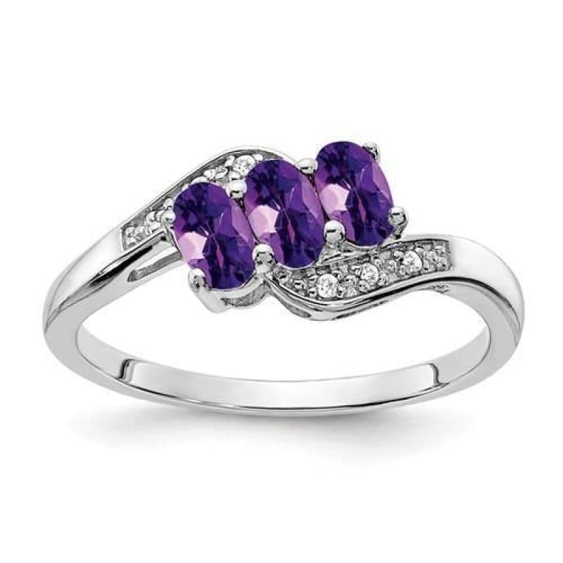 Sterling Silver Amethyst And Diamond Ring - Seattle Gold Grillz