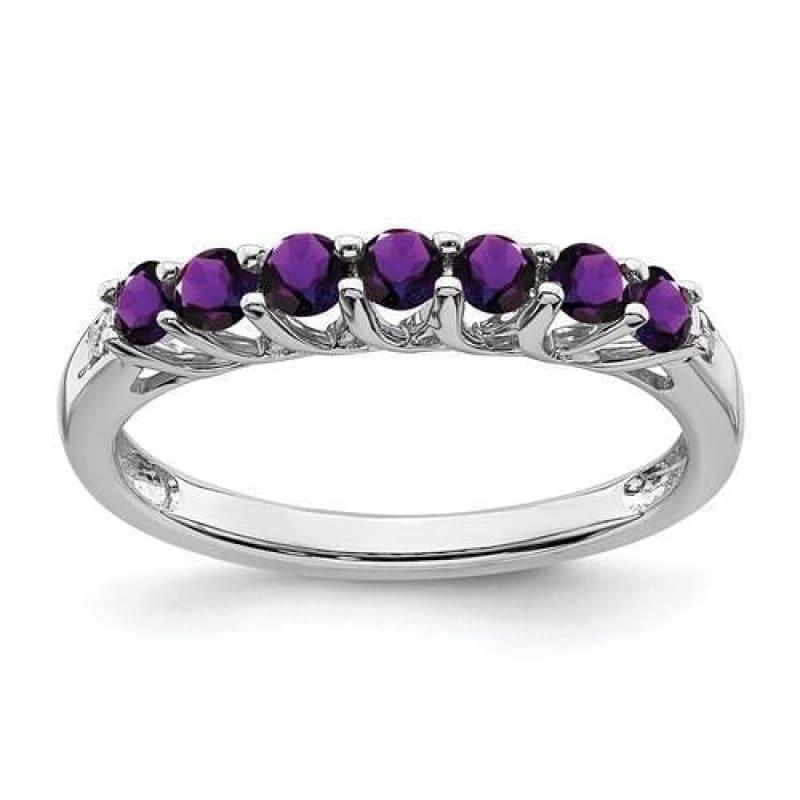 Sterling Silver Amethyst And Diamond Ring - Seattle Gold Grillz