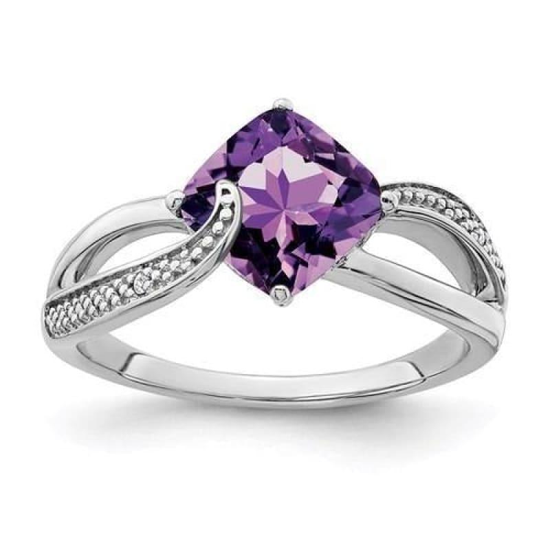 Sterling Silver Amethyst And Diamond Ring - Seattle Gold Grillz