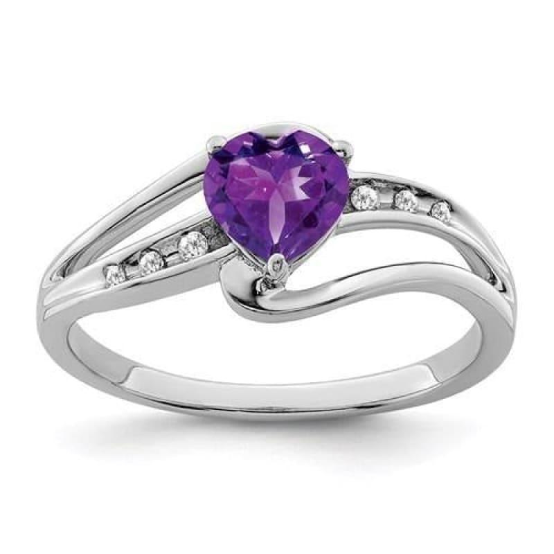 Sterling Silver Amethyst And Diamond Ring - Seattle Gold Grillz