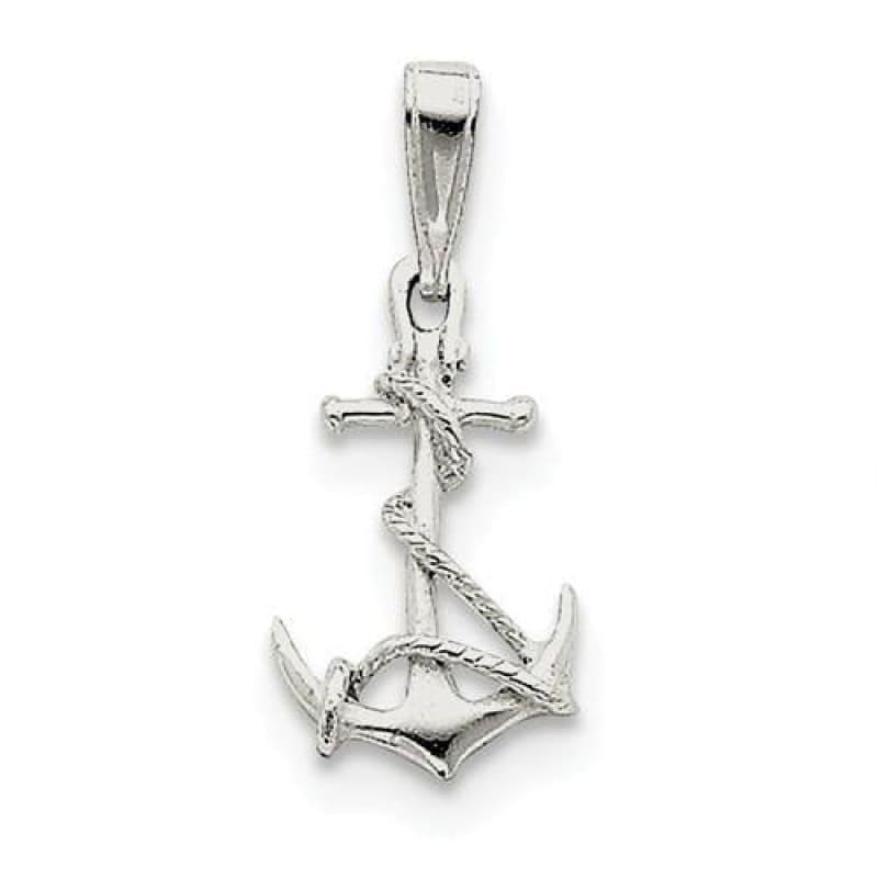 Sterling Silver Anchor & Rope Pendant | Weight: 0.68 grams, Length: 25mm, Width: 12mm - Seattle Gold Grillz