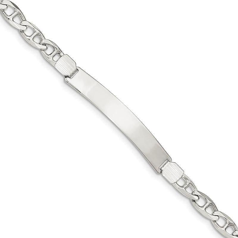 Sterling Silver Anchor Link ID Bracelet - Seattle Gold Grillz