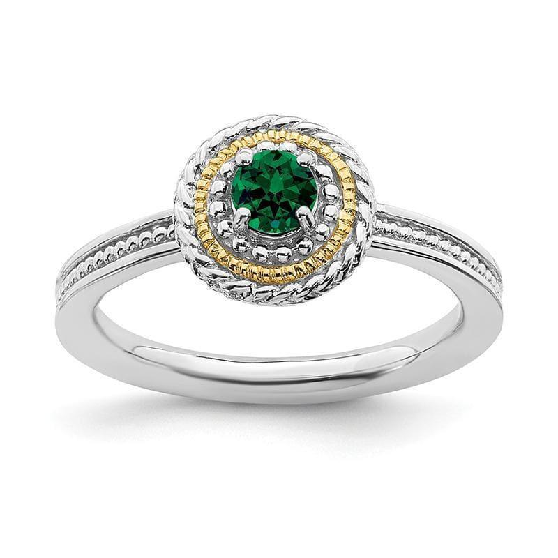 Sterling Silver & 14k Stackable Expressions Created Emerald Ring - Seattle Gold Grillz