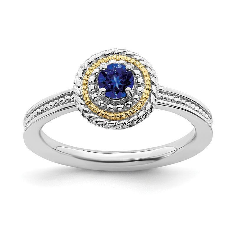 Sterling Silver & 14k Stackable Expressions Created Sapphire Ring - Seattle Gold Grillz