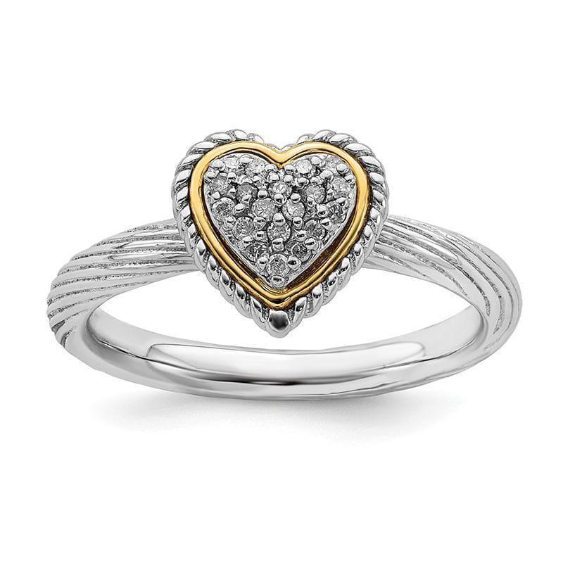Sterling Silver & 14k Stackable Expressions Diamond Heart Ring - Seattle Gold Grillz