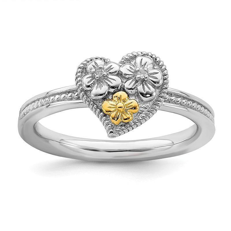 Sterling Silver & 14k Stackable Expressions Diamond Heart Ring - Seattle Gold Grillz