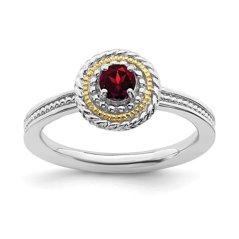 Sterling Silver & 14k Stackable Expressions Garnet Ring - Seattle Gold Grillz