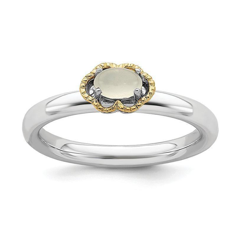 Sterling Silver & 14k Stackable Expressions Moonstone Polished Ring - Seattle Gold Grillz
