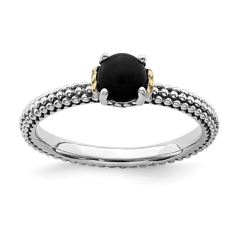 Sterling Silver & 14k Stackable Expressions Onyx Antiqued Ring - Seattle Gold Grillz