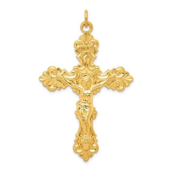 Sterling Silver and 24k Gold -plated INRI Crucifix Pendant - Seattle Gold Grillz