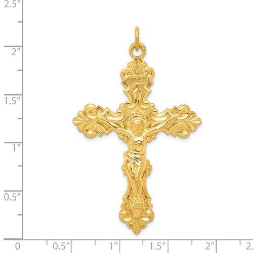Sterling Silver and 24k Gold -plated INRI Crucifix Pendant - Seattle Gold Grillz