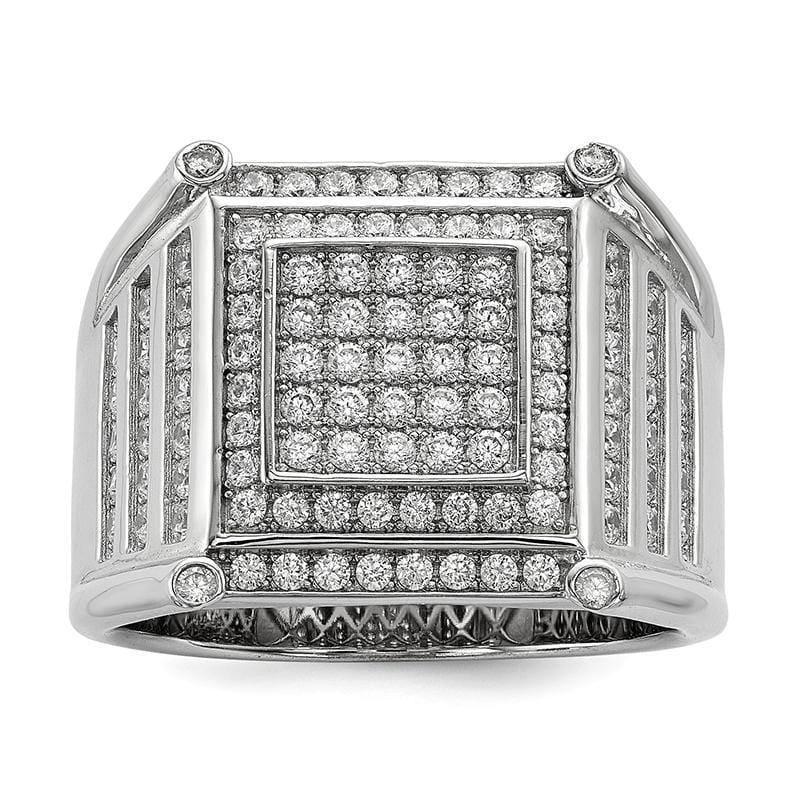 Sterling Silver & CZ Brilliant Embers Men's Ring - Seattle Gold Grillz