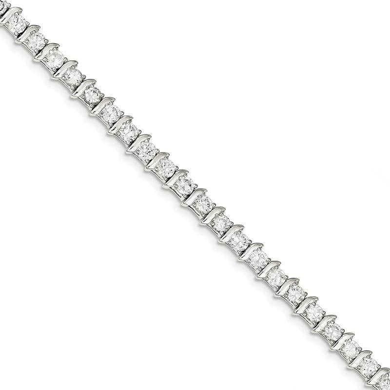Sterling Silver & CZ Fancy Polished Bracelet - Seattle Gold Grillz