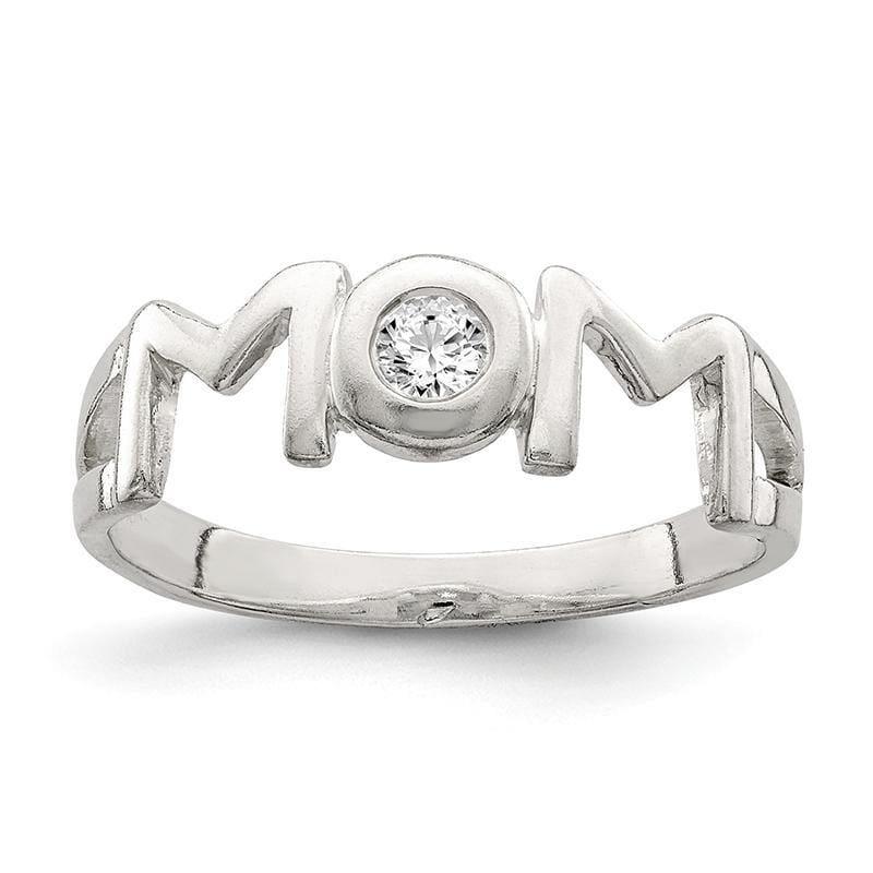 Sterling Silver & CZ Polished Mom Ring - Seattle Gold Grillz