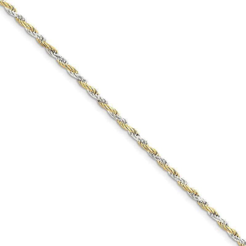 Sterling Silver & Vermeil 2.5mm Diamond-cut Rope Bracelet - Seattle Gold Grillz